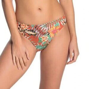 THE BIKINI LAB NWOT M Tropical Oasis Floral Hibiscus Hipster Ruched Swim Bottom